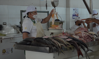 Vendedores mercado del marisco
